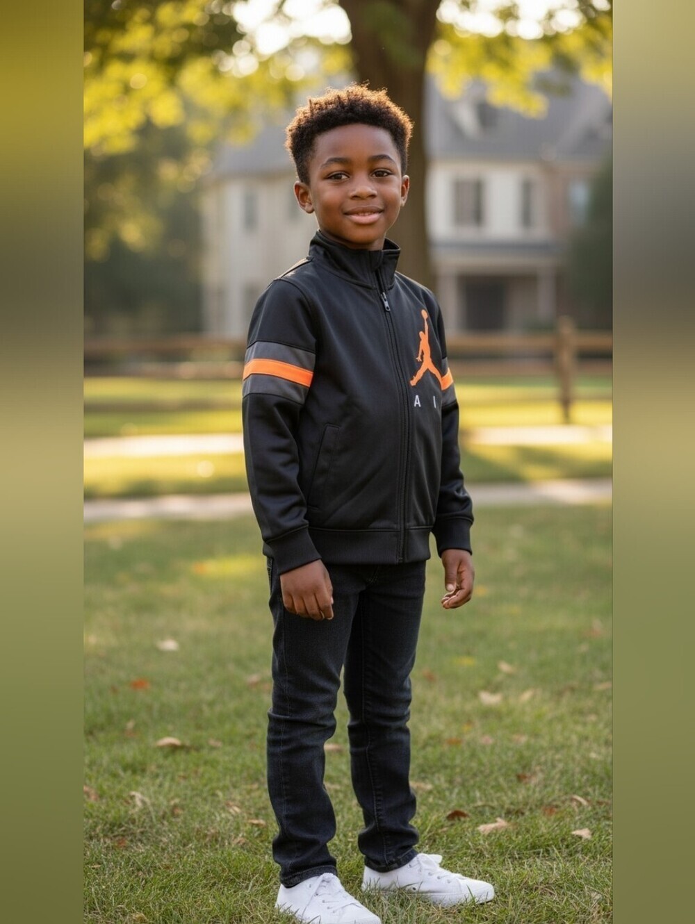 Jordan Kids Air Jumpman Track Jacket Black Orange Full Zip Boys Size 5-6 Years